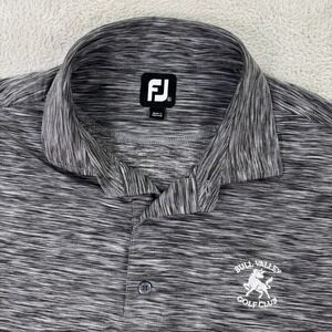 FootJoy Mens XL Golf Polo Shirt Bull Valley Golf Club Gray Space Dye Heather EUC